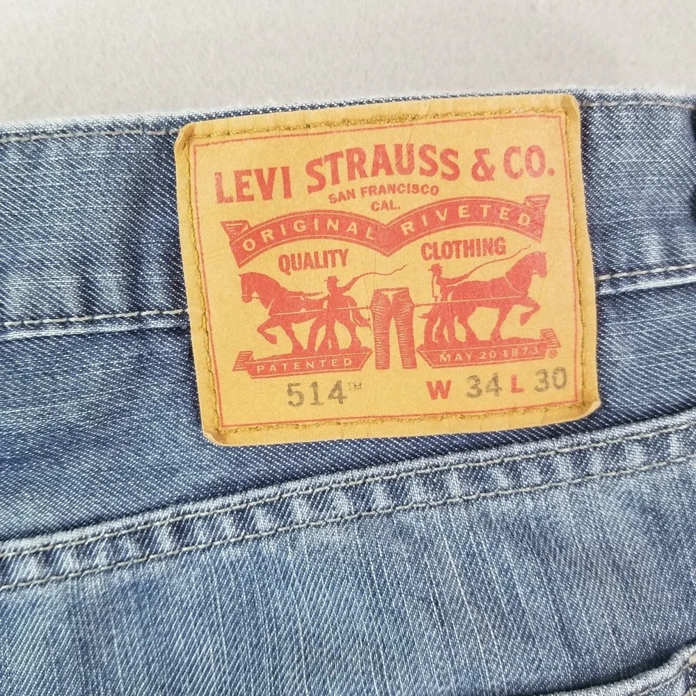 Levi's 514 jeans men's 34x30 regular fit straight blue denim pants retro